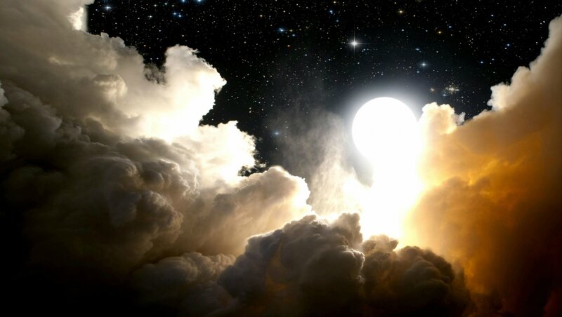 Moon Behind Clouds — White, Dramatic, Night