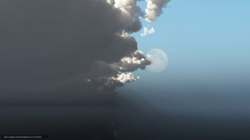 Moon behind storm clouds