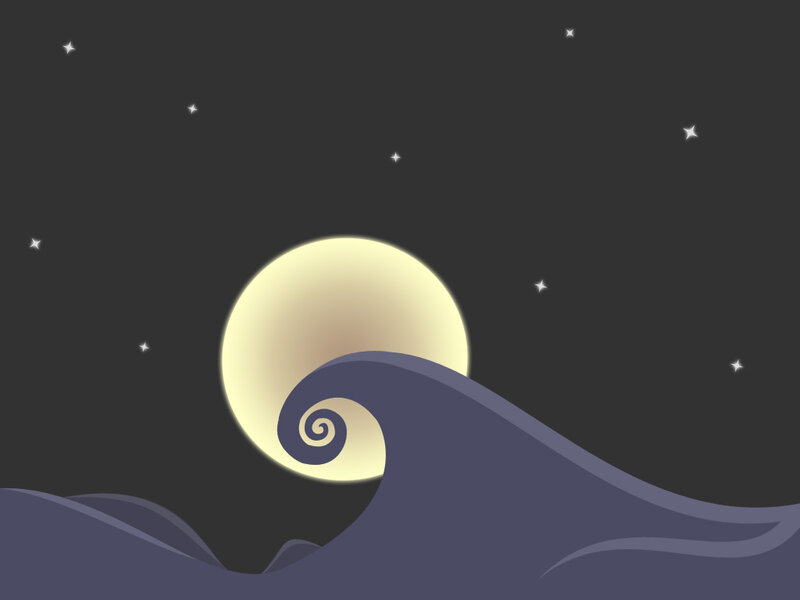 Moon Behind Wave