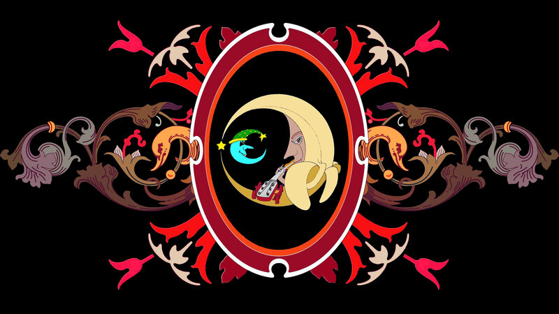 Moon Character Playing Guitar — Black