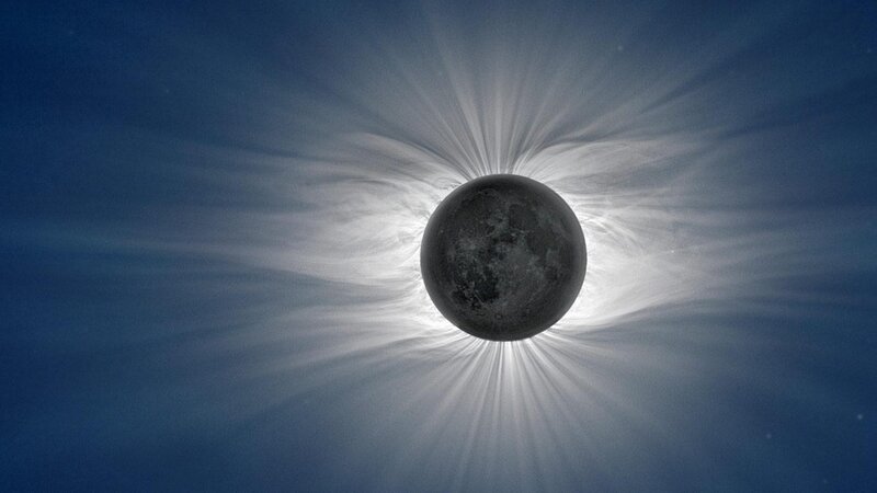 Moon During Solar Eclipse — Blue