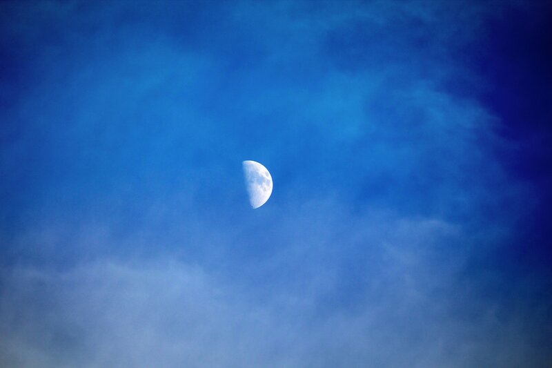 Moon in a blue sky