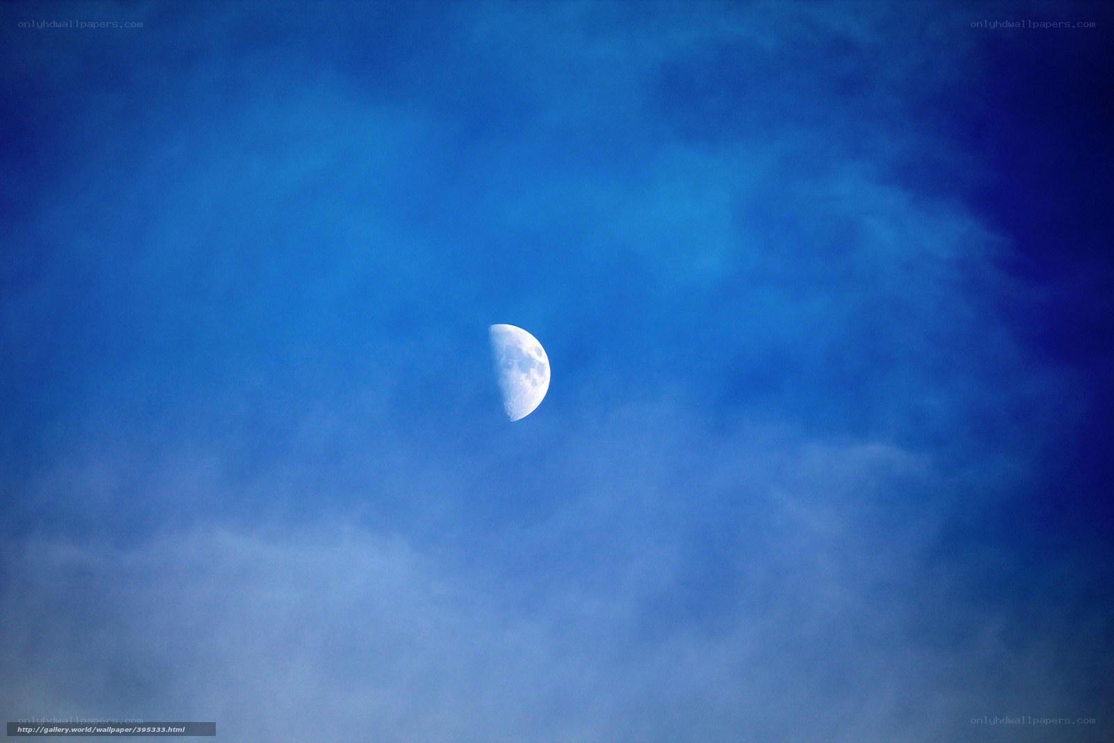 Moon in a blue sky