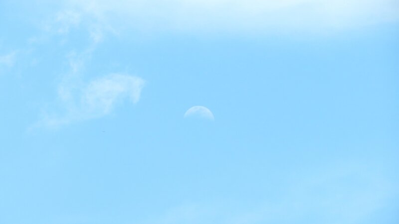 Moon in a blue sky