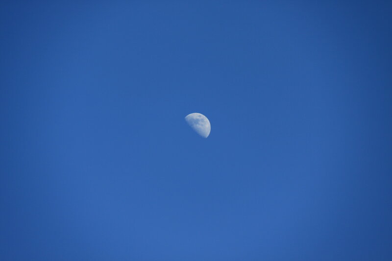 Moon in Blue Sky — Serene, Afternoon