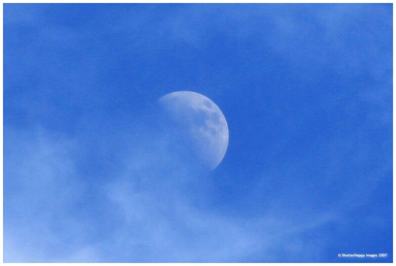 Moon in Blue Sky — Serene, Morning