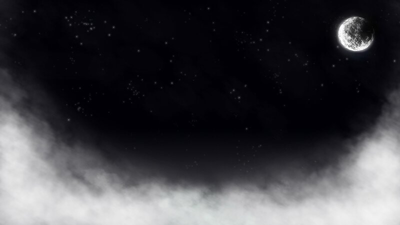 Moon in Cloudy Sky — Black, Serene