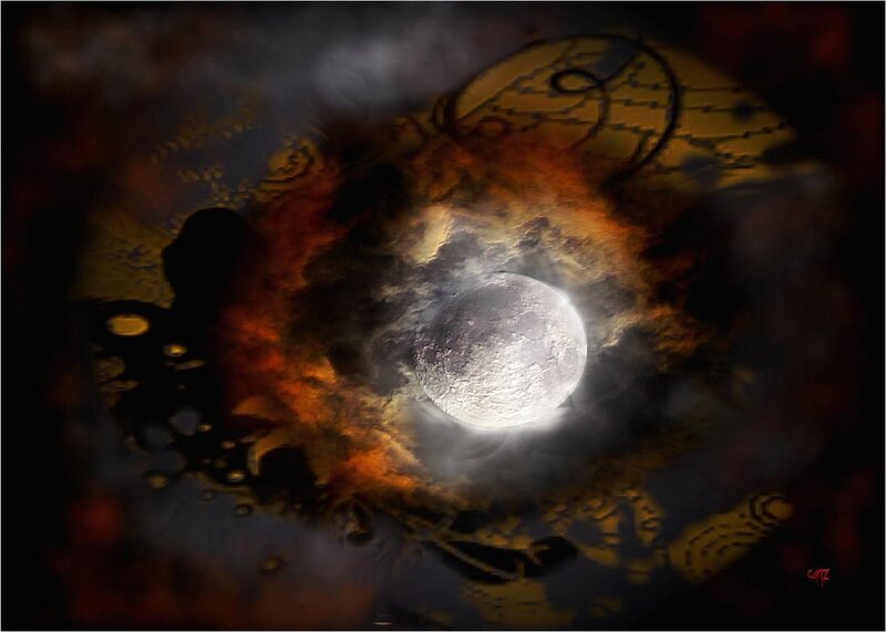 Moon in Cloudy Sky — Black