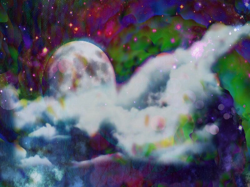 Moon in Colorful Clouds