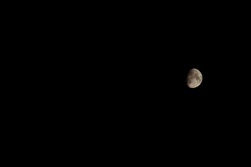 Moon in Night Sky — Black, Serene