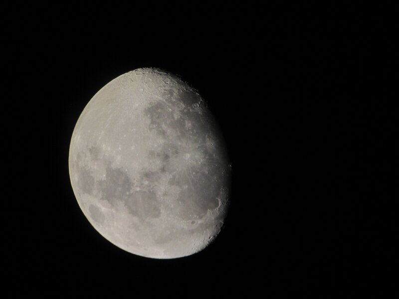 Moon in Night Sky — Gray, Serene, Photograph