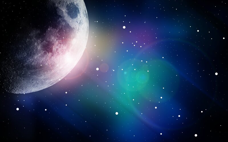 Moon in Space — Blue