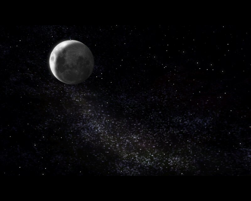 Moon in starry night sky