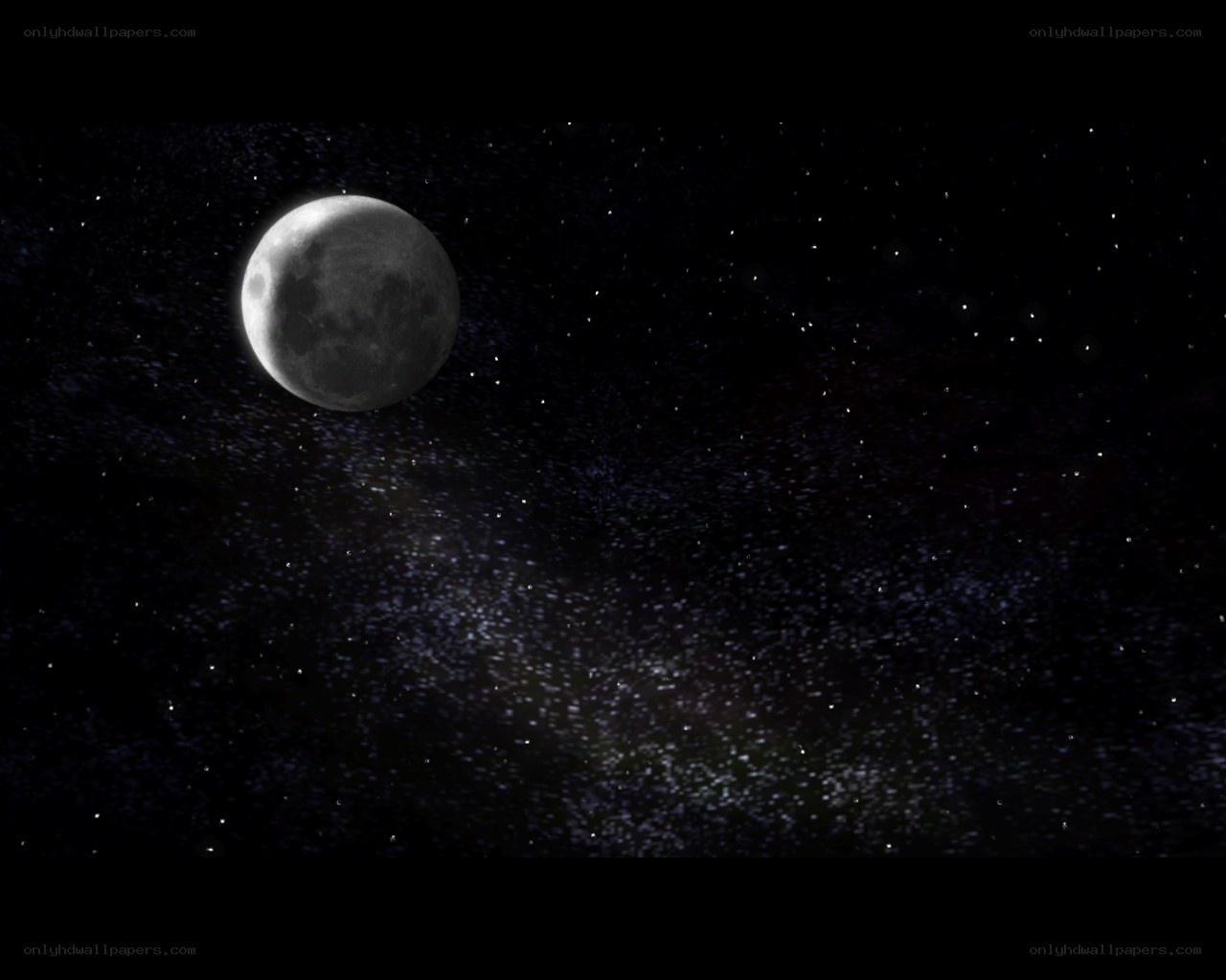 Moon in starry night sky