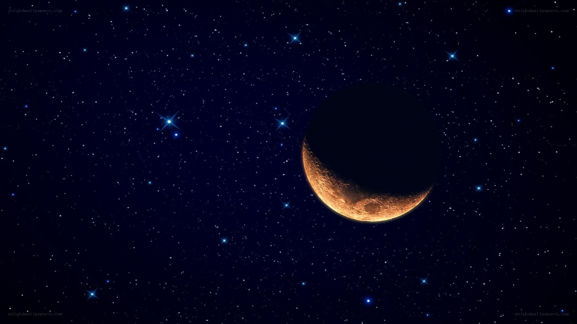 Moon in starry night sky