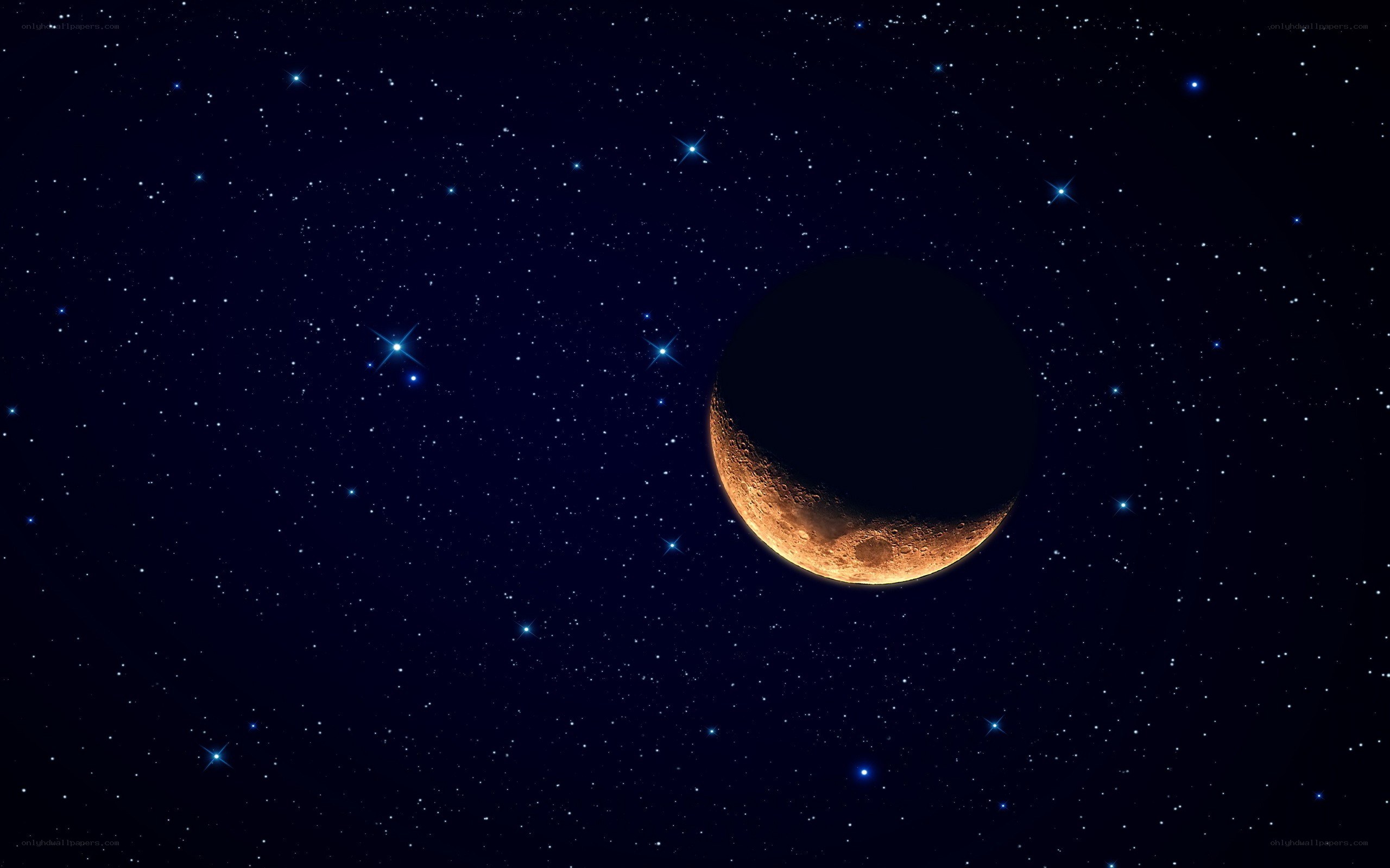 Moon in starry night sky