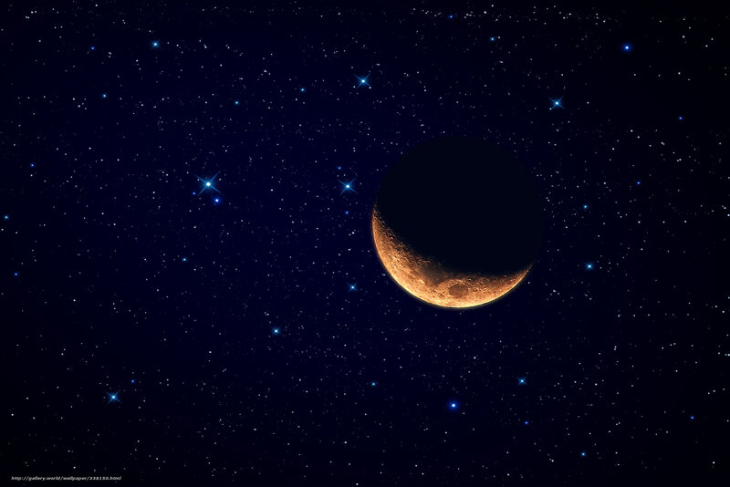 Moon in starry night sky