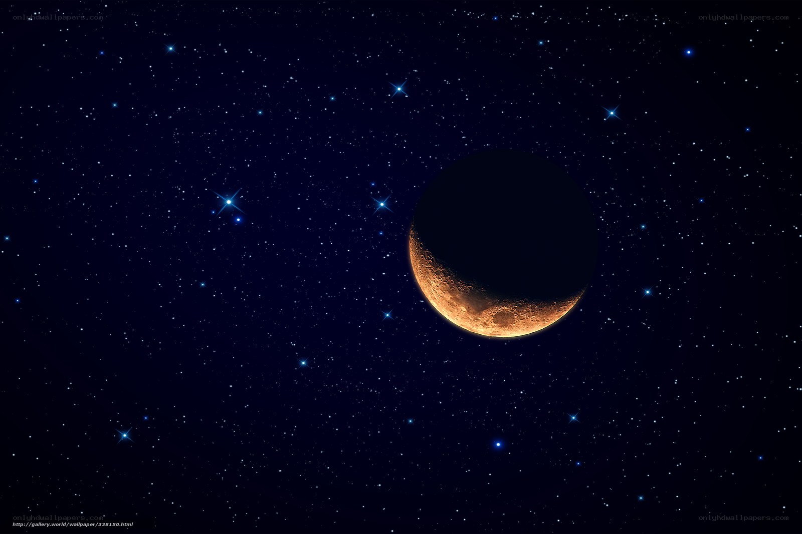 Moon in starry night sky