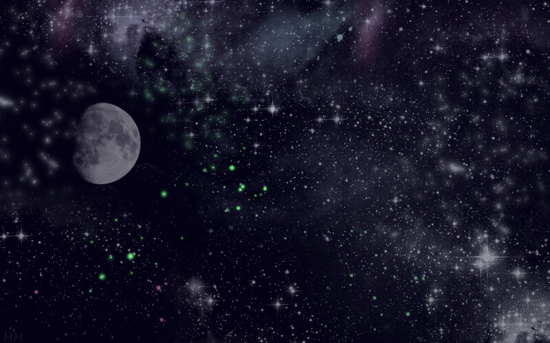 Moon in Starry Sky