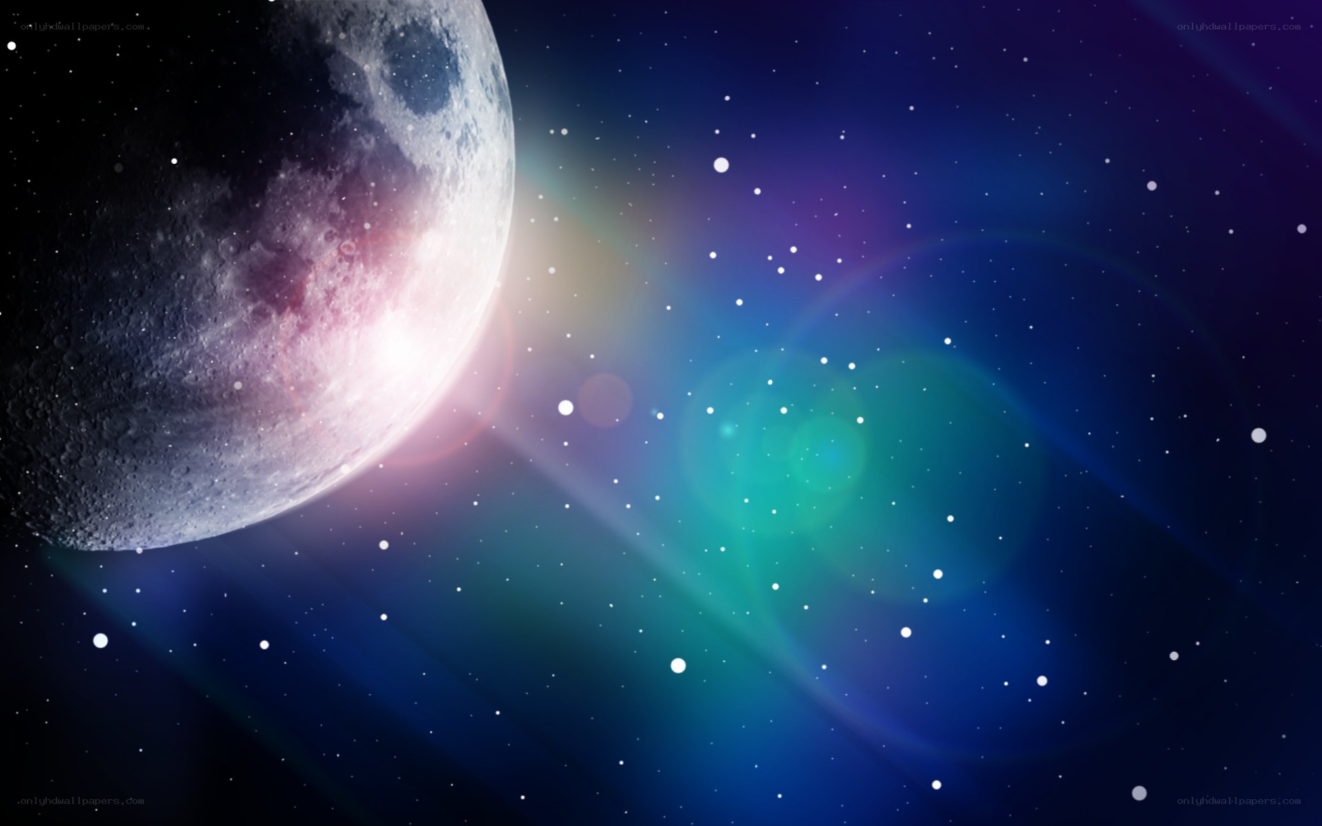 Moon in starry space