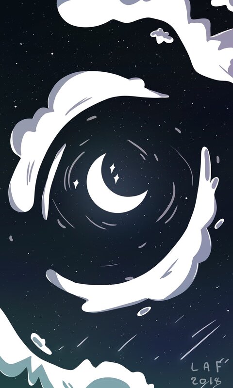 Moon in Swirling Clouds