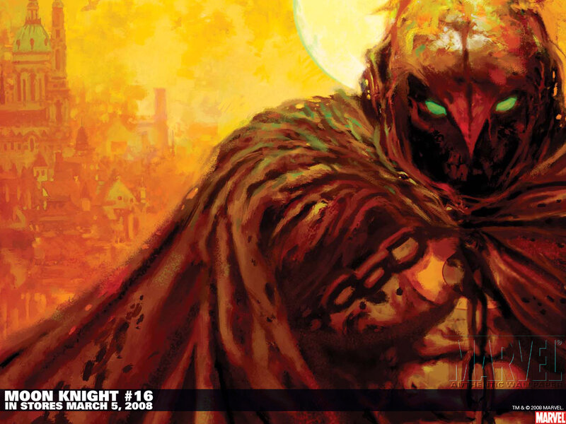 Moon Knight in fiery city