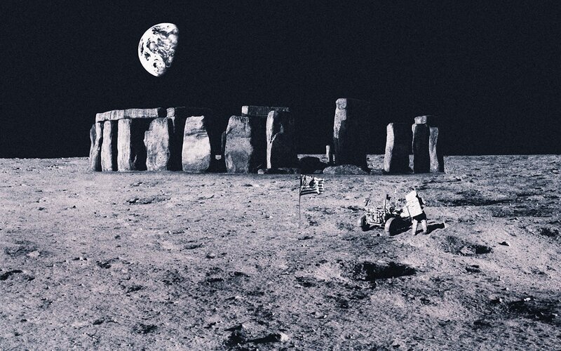 Moon landing with Stonehenge