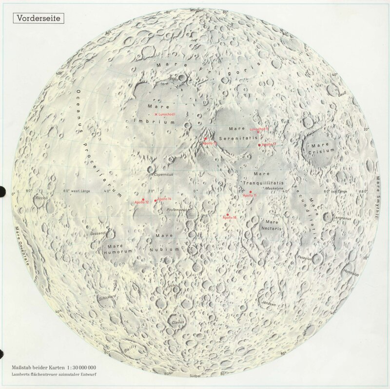 Moon map with Apollo landing sites