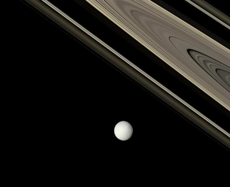 Moon Near Saturn's Rings
