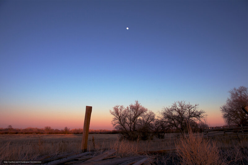Moon over a frosty field
