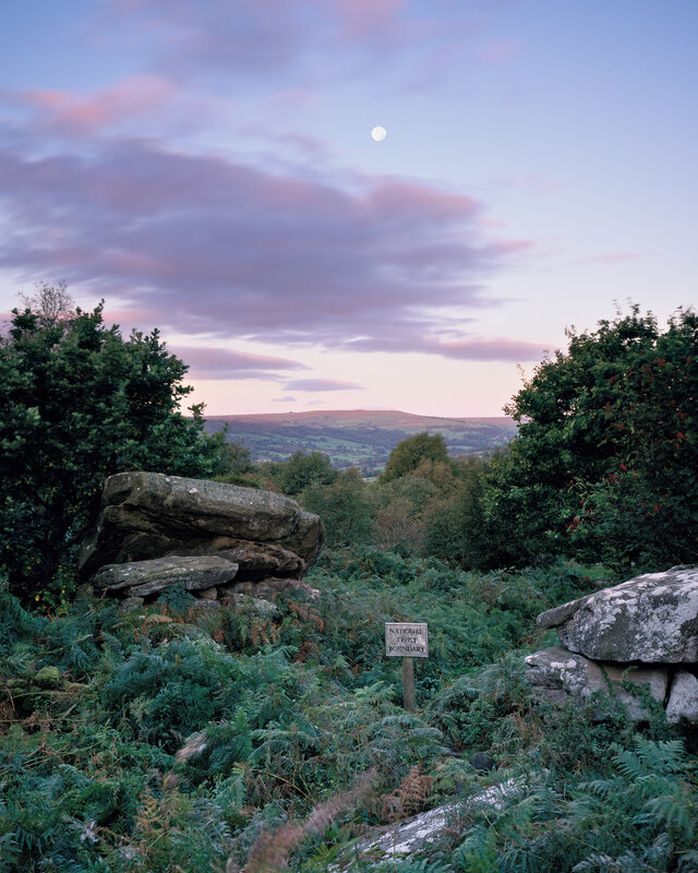 Moon over a National Trust boundary