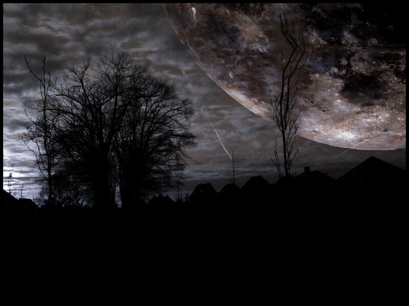 Moon over a quiet town