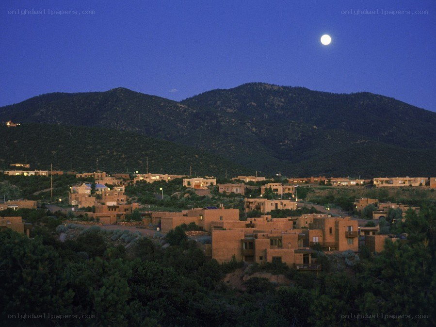Moon over adobe village
