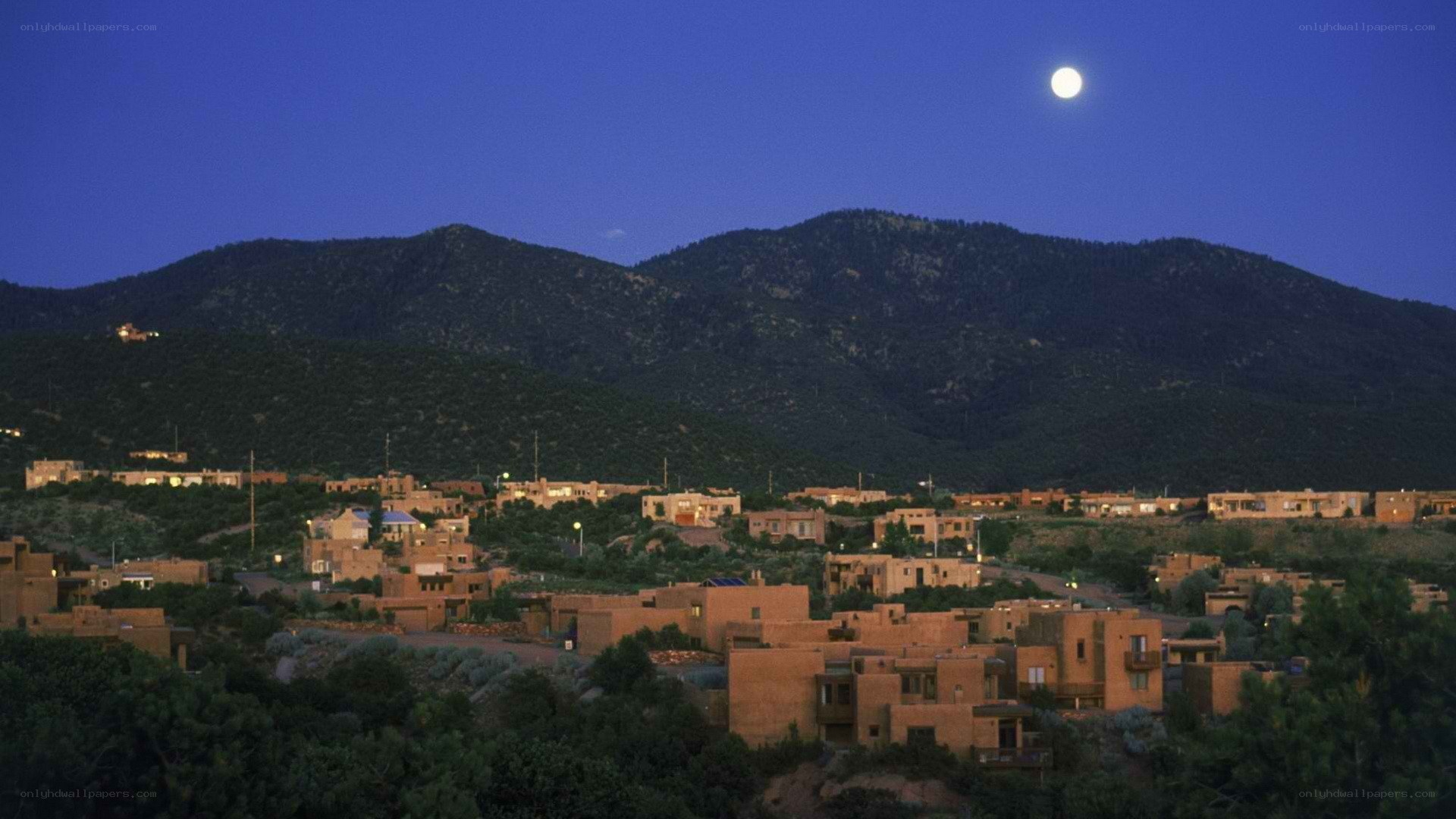 Moon over adobe village