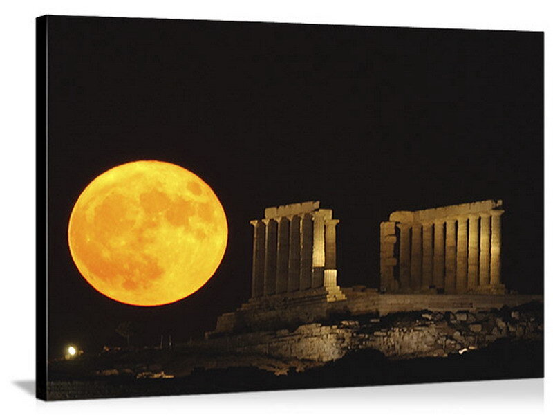 Moon over ancient ruins