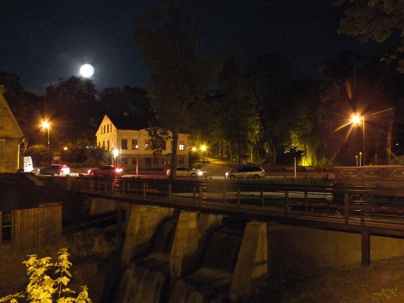 Moon over Bridge at Night