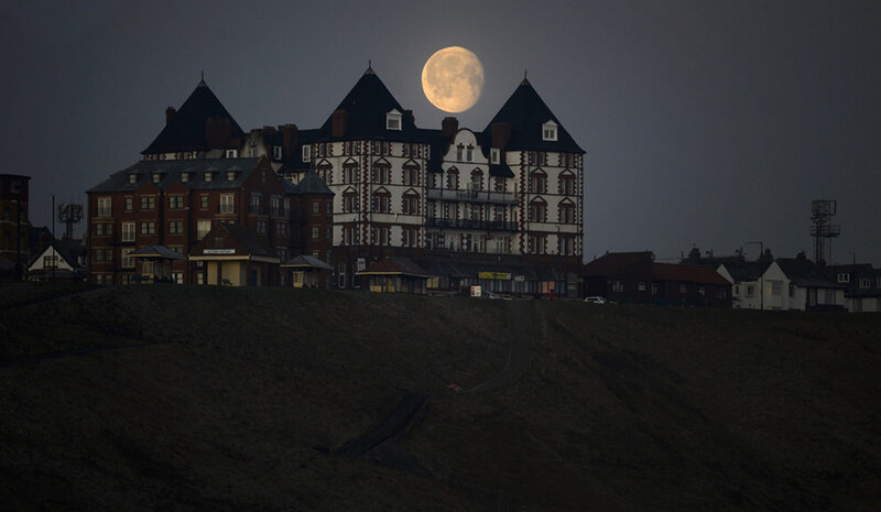 Moon over Building