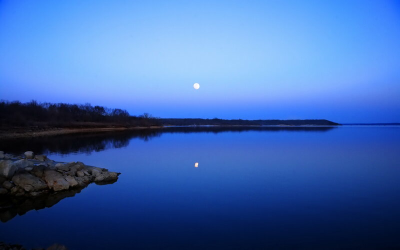 Moon over Calm Lake