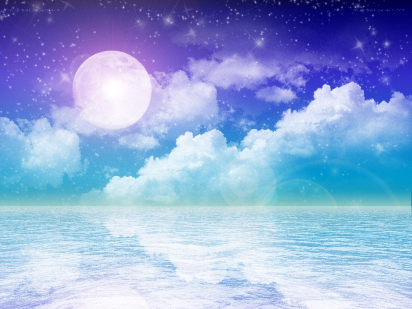 Moon over calm sea