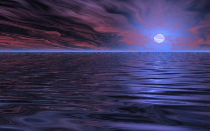 moon over calm sea