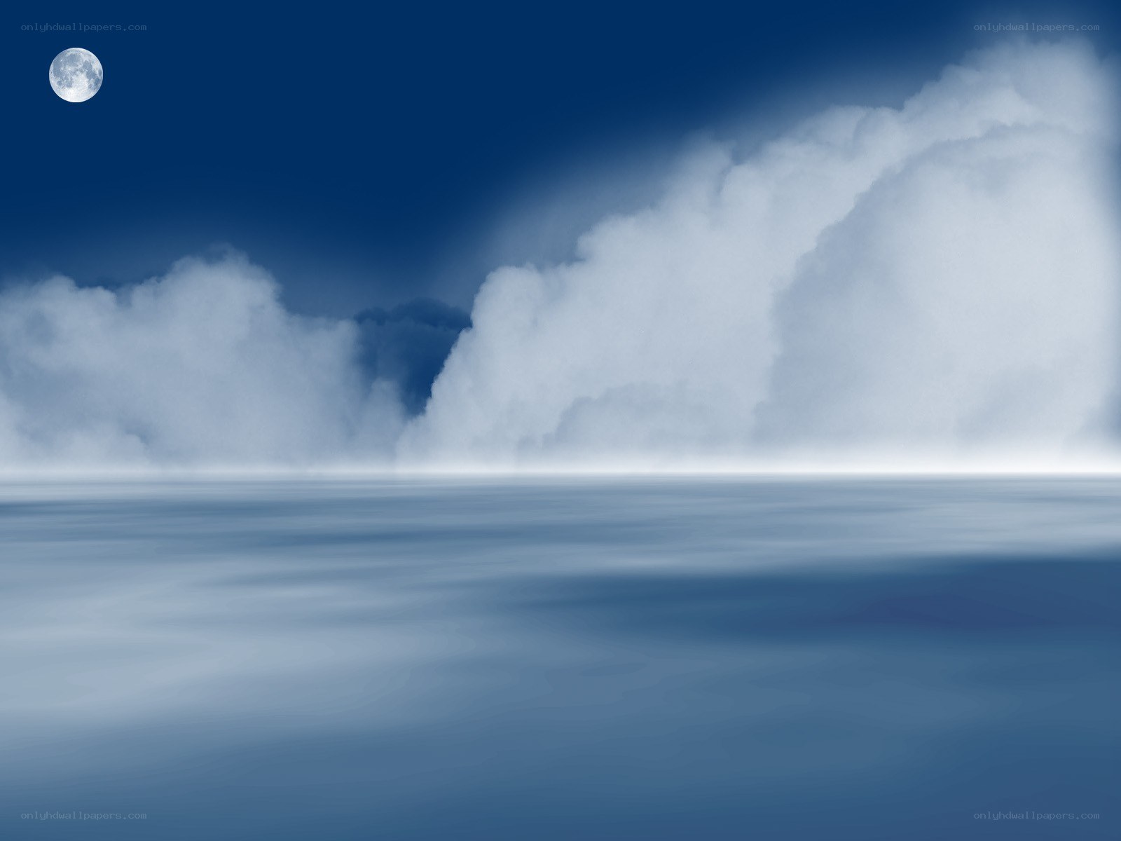 Moon over calm sea