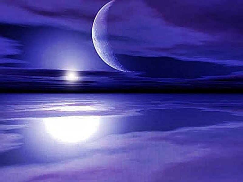 Moon over calm water