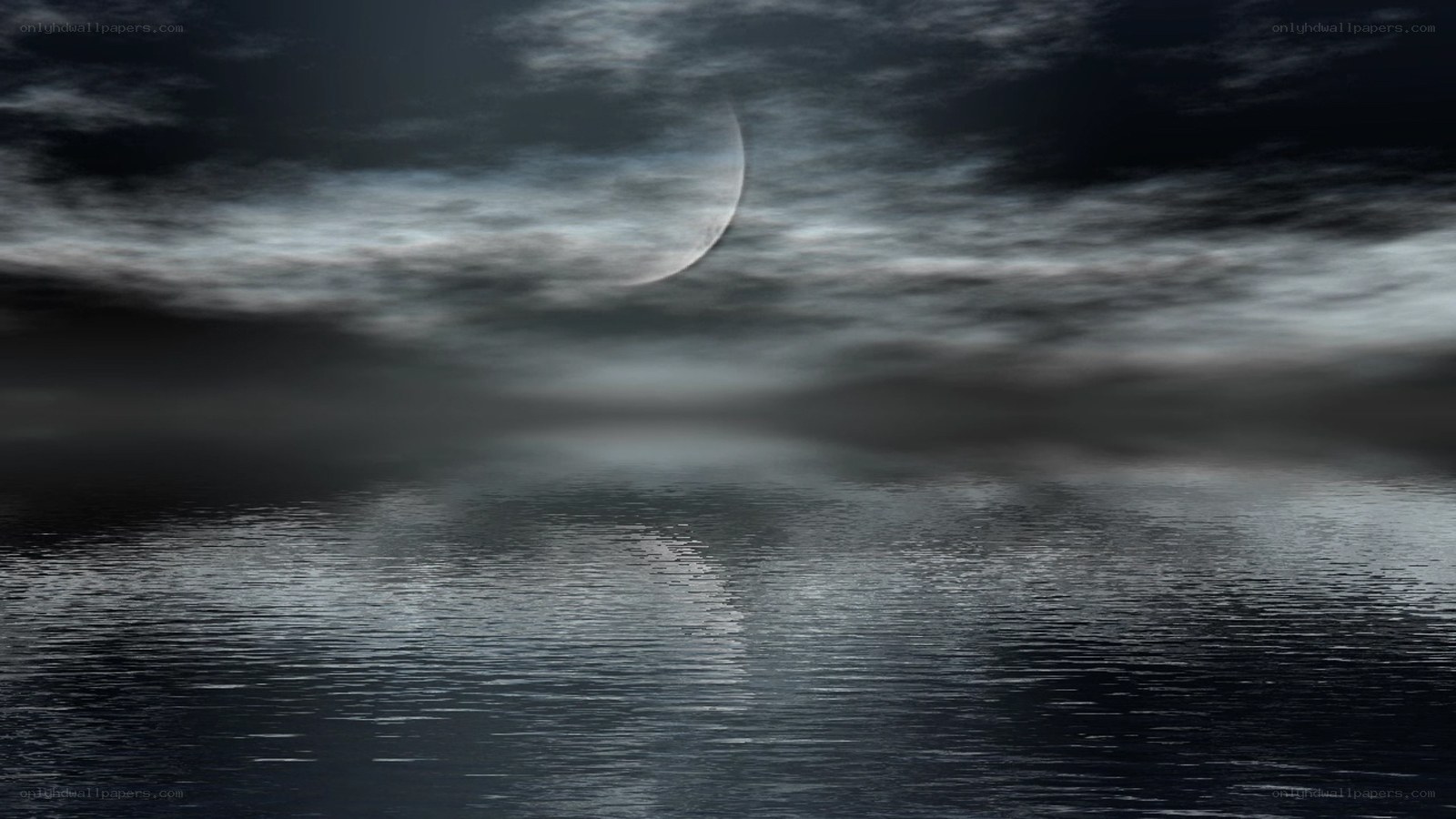 Moon over calm water