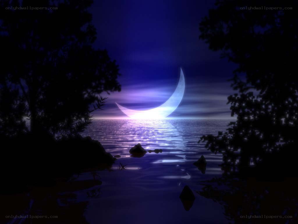 Moon over calm water