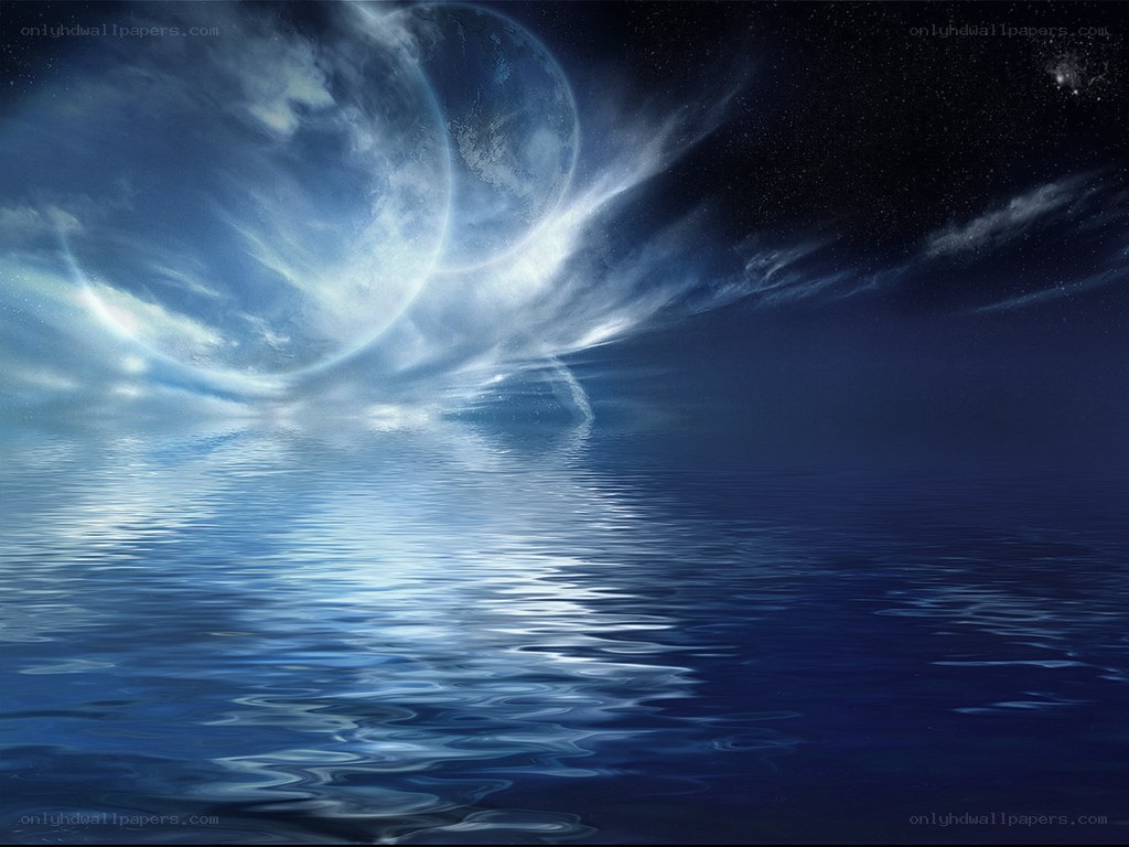 Moon over calm water