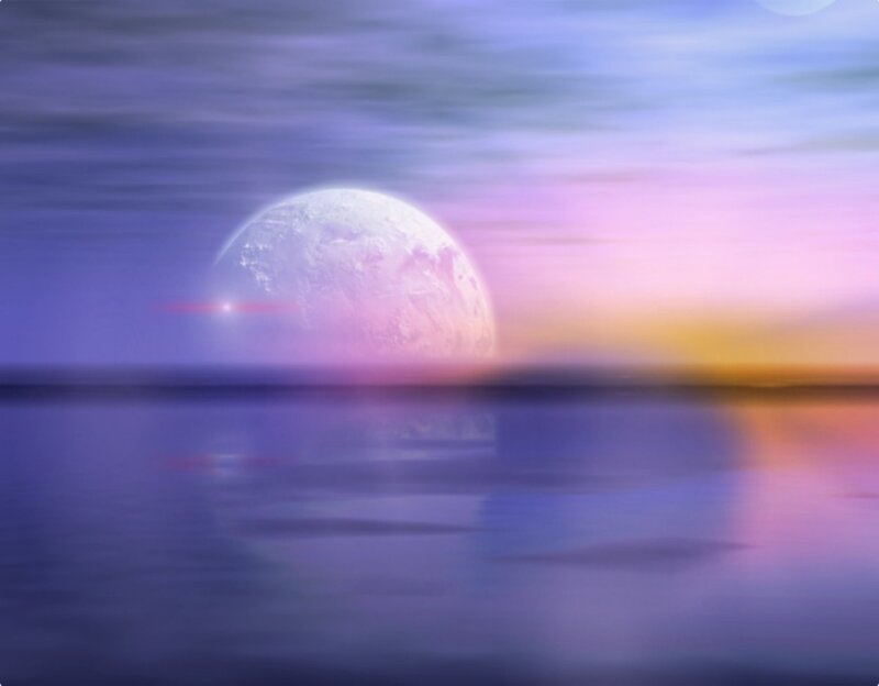 Moon over calm waters