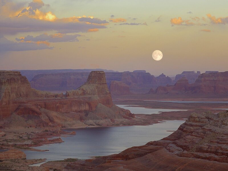 Moon over Canyon Lake — Orange