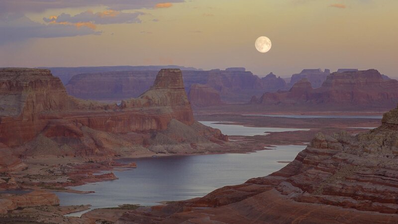 Moon over canyon lake