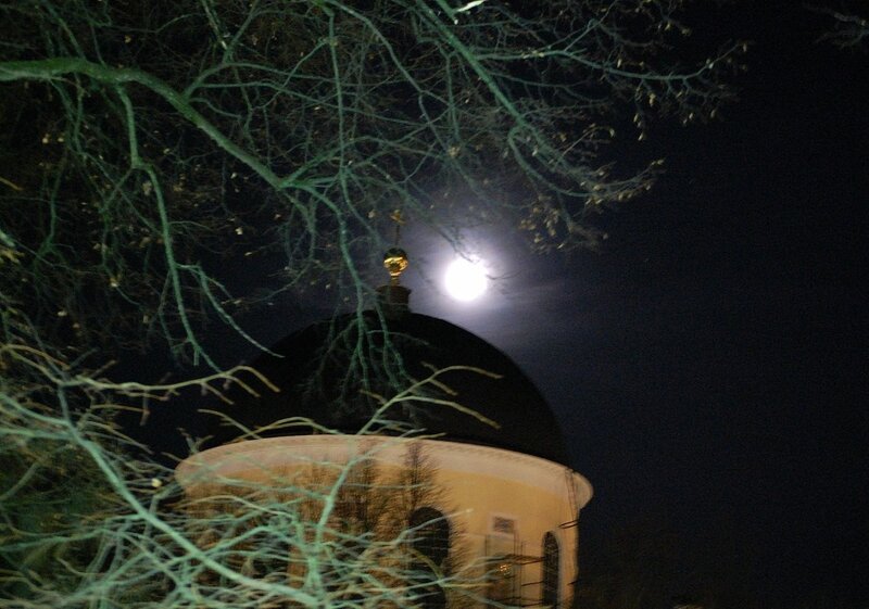 Moon over church dome