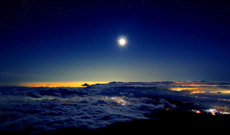 Moon over City Clouds